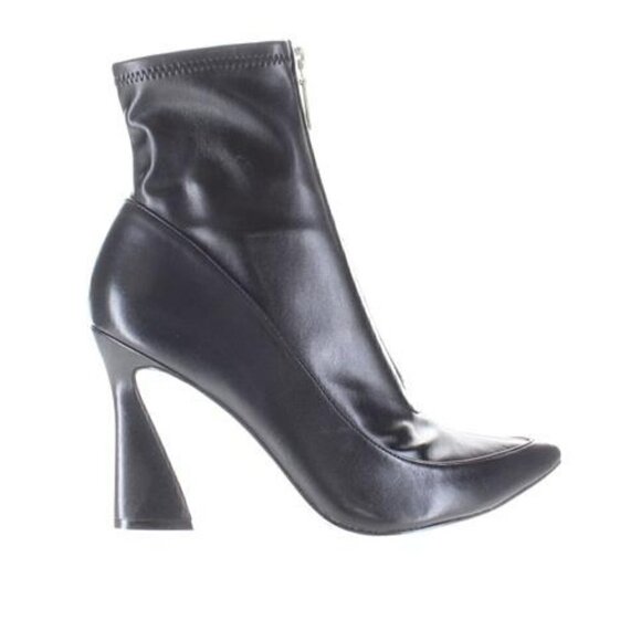 Massimo Matteo Women's Black Leather Ankle Boots Platform Heels with Zipper, 10 - Picture 4 of 6